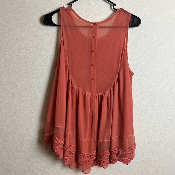 Ultra Pink M‎ Coral Lace Babydoll Flouncy Tank Top Boho Festival Coquette - Picture 6 of 13
